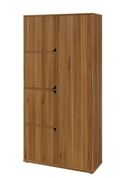 KSR6-82 P skříň šatní, 1x výsuvné ramínko, 4x dvířka, 2053x1022x400 mm, provedení pravé, ořech světlý